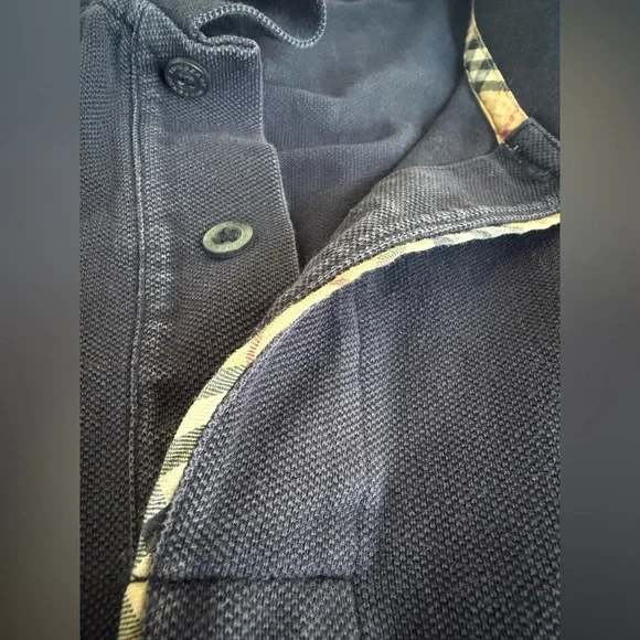 Burberry London Navy Polo Shirt 👕 Classic Logo | Men’s L (Slim Fit) Cotton - Picture 4 of 14